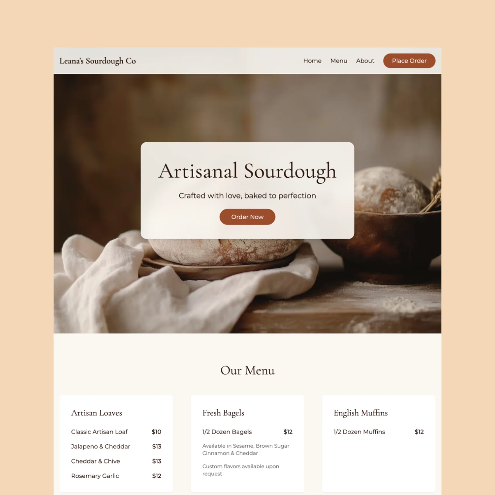 Leana's Sourdough Artisan Bakery Website