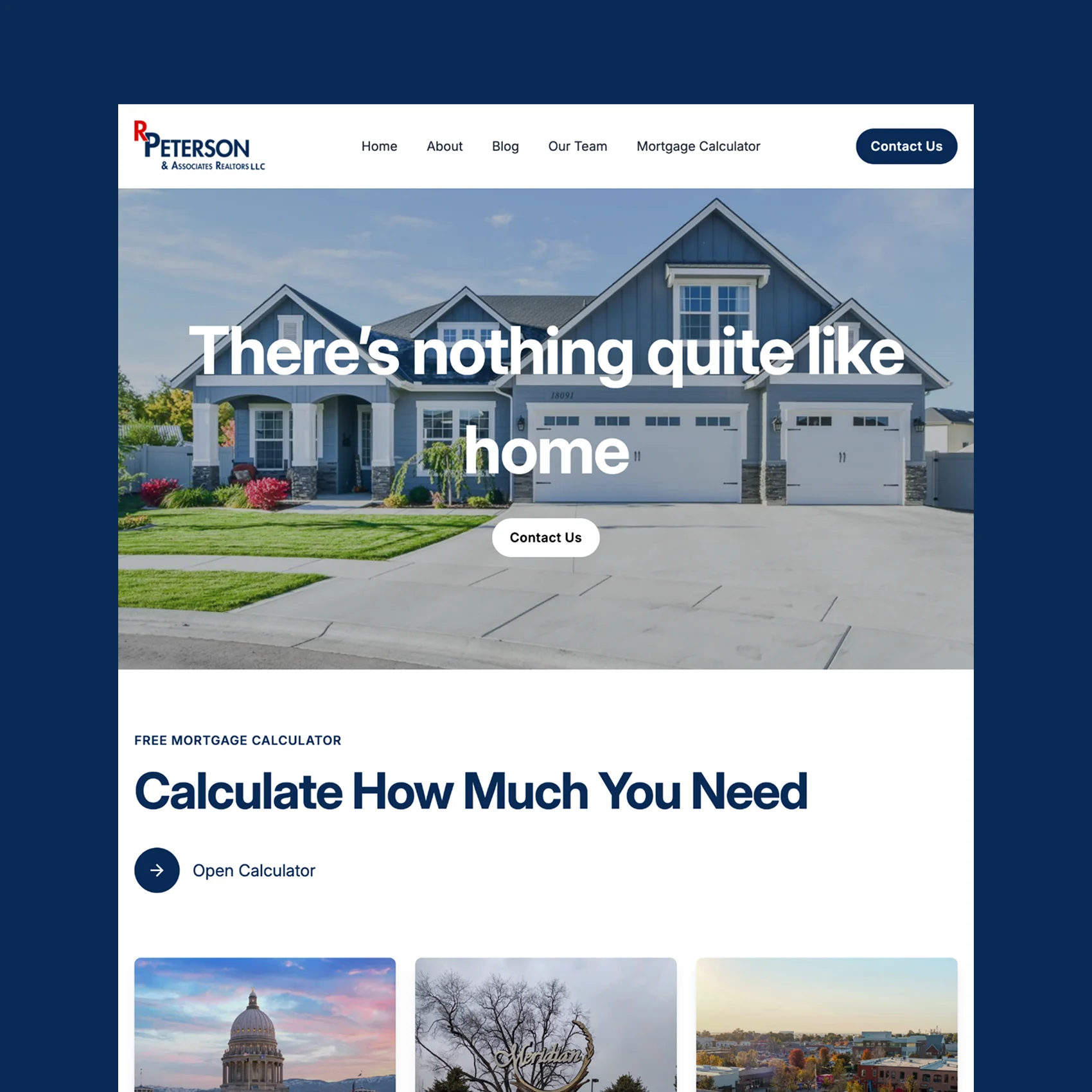 Screenshot of Peterson Realtors website